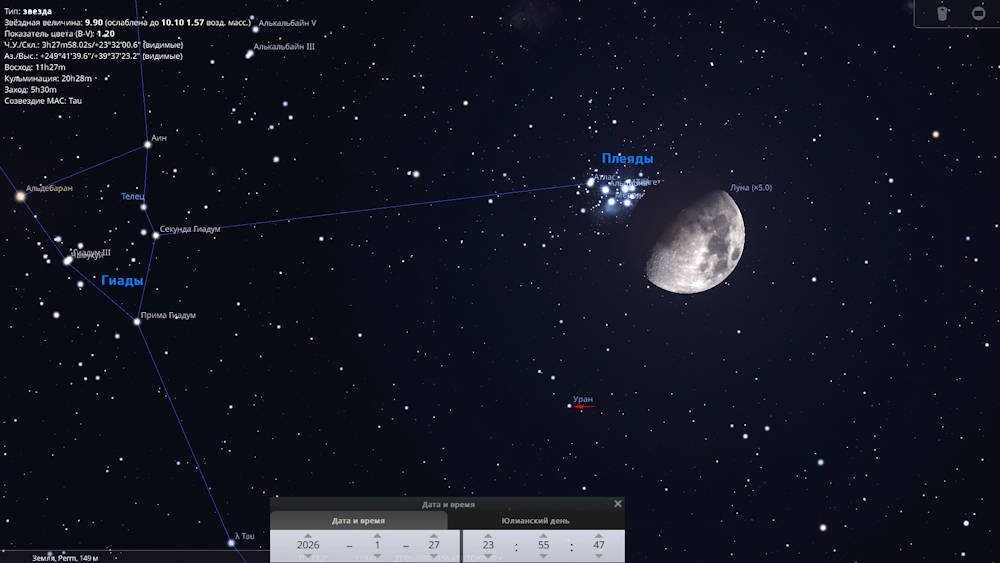 В январе пермяки смогут увидеть редкое астрономическое явление - Лунное покрытие плеяд