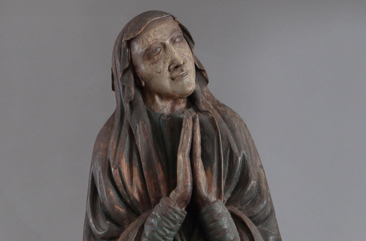 Неизвестный мастер. Деревянная скульптура (на фото - фрагмент). Богоматерь. Из композиции «Распятие с предстоящими» XIX век.